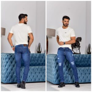 Calça Jeans Azul com detalhes Masculino